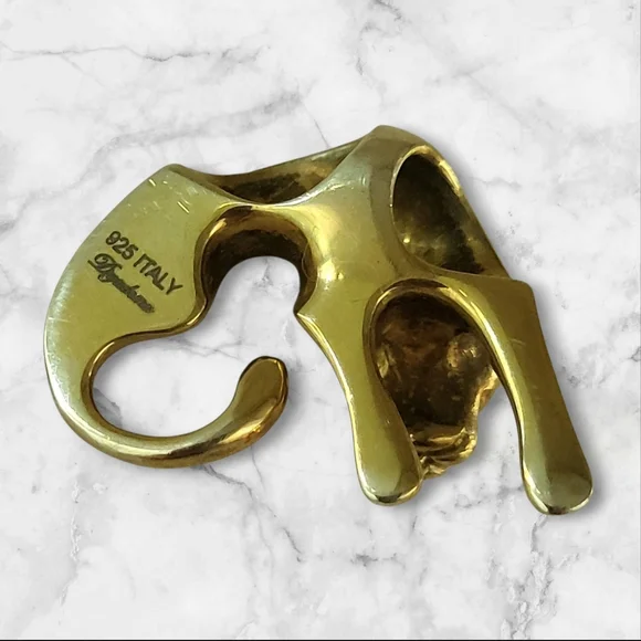 Vintage Gold Panther Cougar Omega Slide CZ Made In Italy 925 Stamp - Picture 8 of 9